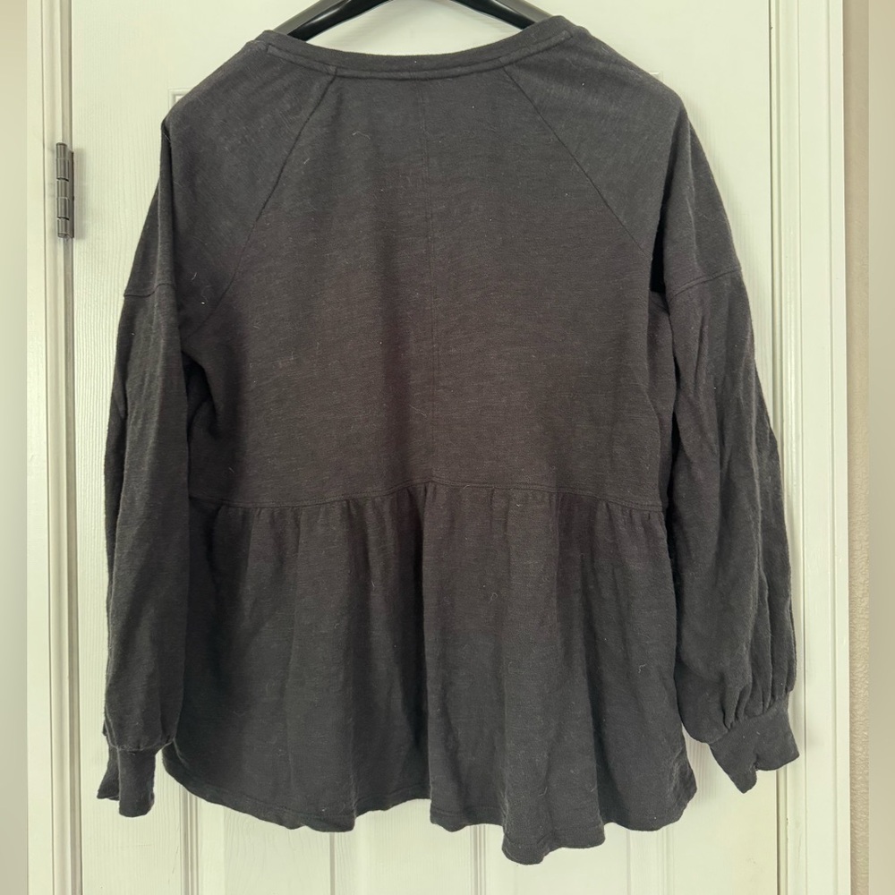 Anthropologie Pilcro Long-Sleeve Babydoll Top Black XL Neutral - Picture 10 of 13